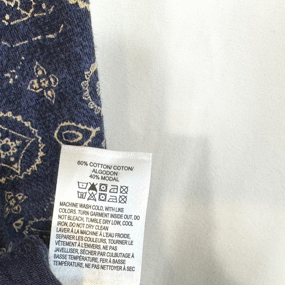 Lucky Brand Plus Sz 3X Top Navy Blue Bandana Print V-Neck Tunic Cotton Boho 619 - Picture 9 of 9
